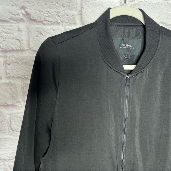 SUNG Alfred Sung Black Satin Bomber Style Jacket - Picture 6 of 12